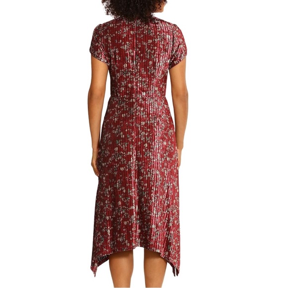 Maggy London Women's Dresses Tulip Sleeve Shark Bite Hem Midi Dress Us 10 - Picture 3 of 5